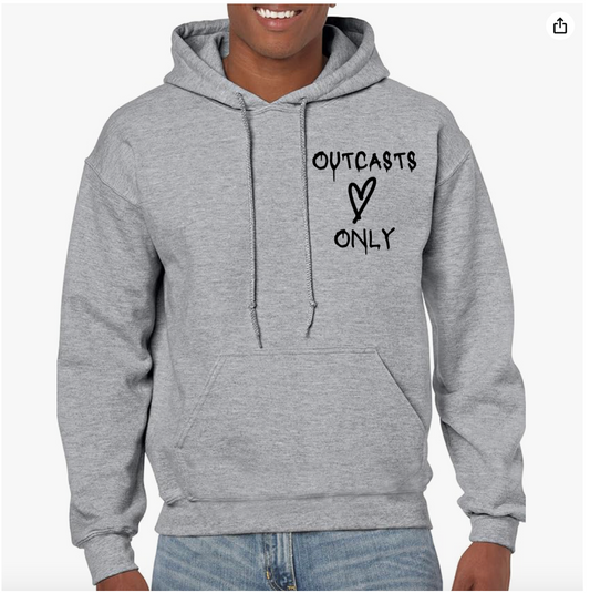 Unisex Grey Hoodie Love Black