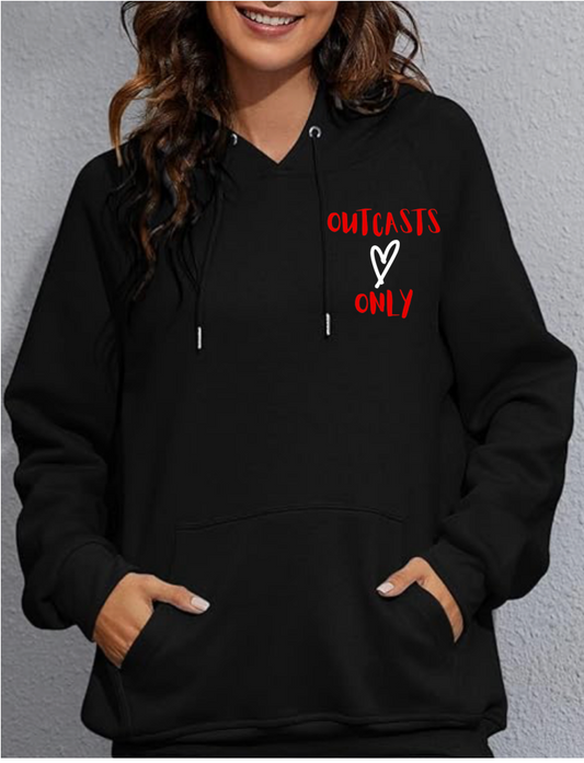 Women's Black Oversized Hoodie Red Love