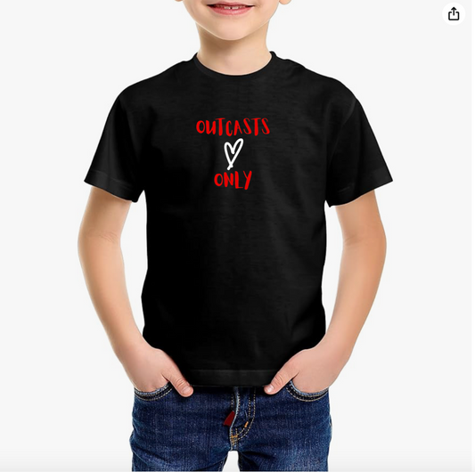 Black Children's T-shirt Red Love